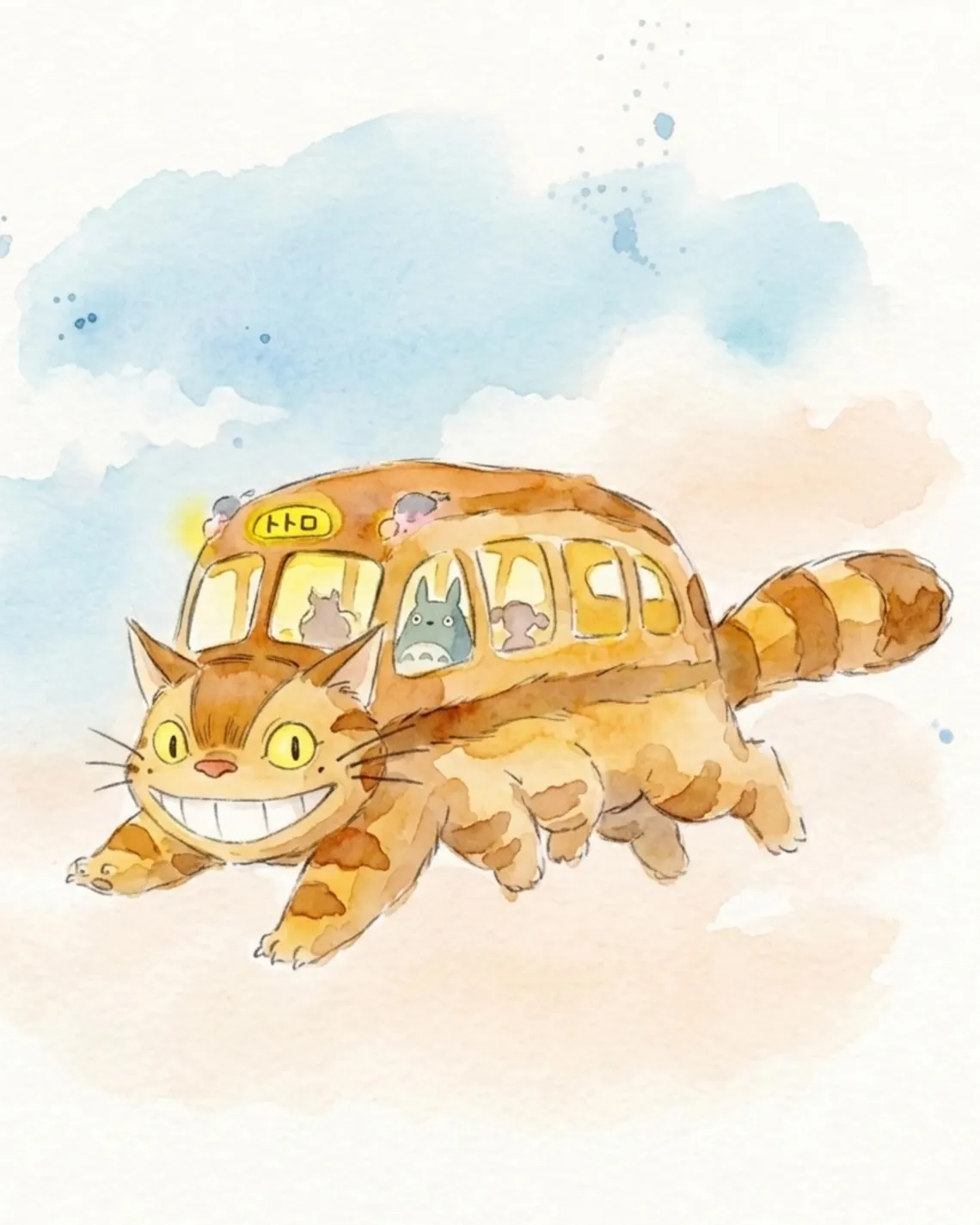 The Catbus Watercolor Art